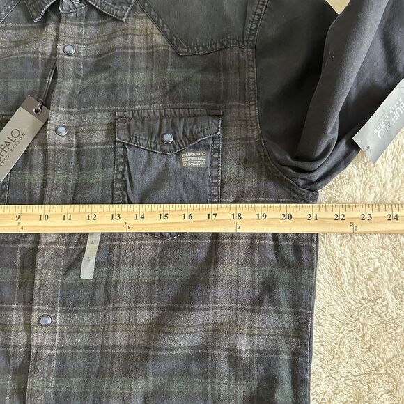 NWT Buffalo David Bitton Western Shirt Mens L Denim Black Gray Snap Button - Picture 9 of 11
